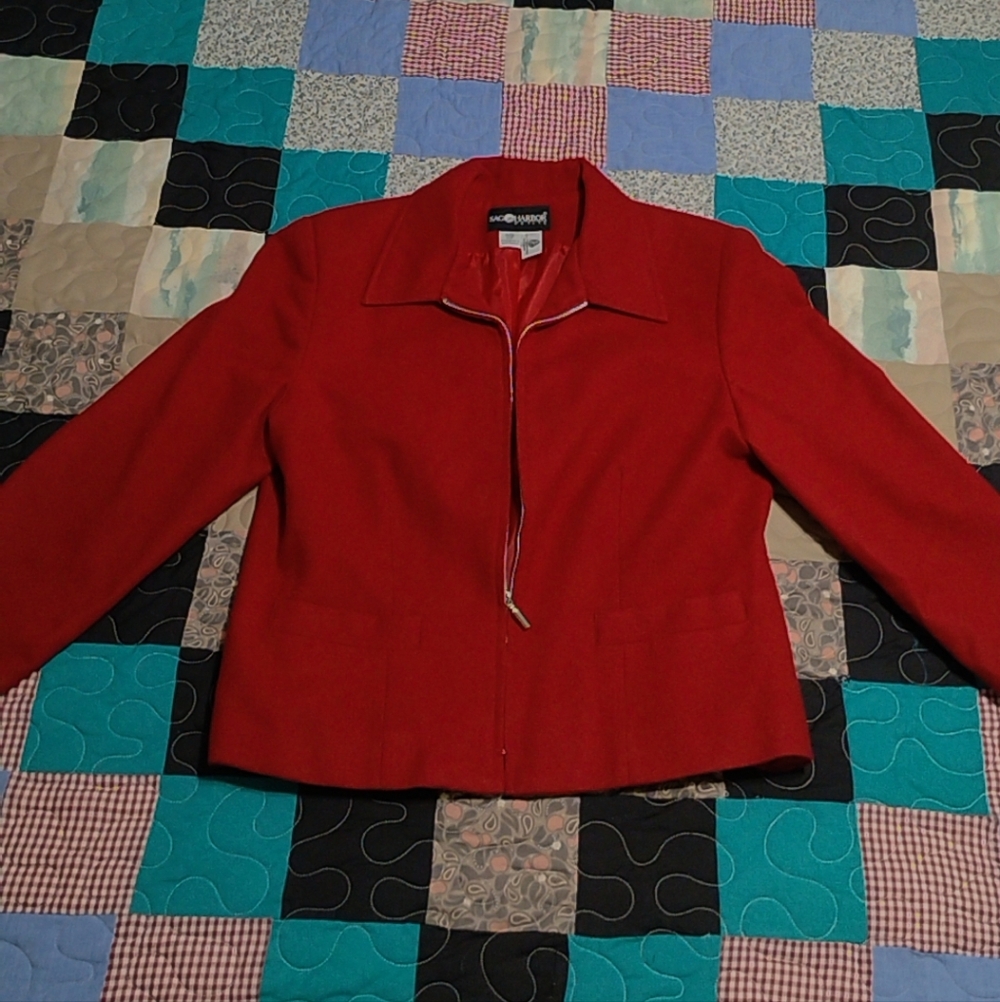 SagoHarbor 100% New Wool Petite Red Women's Jacket
